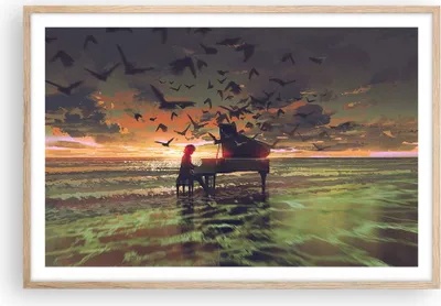 Produktbild von Gerahmtes Poster - Rahmen in heller Eiche - Klaviermusik - 91,5x61 cm - Wand Bild - Wanddeko - Wandbilder - Kunstposter - Wandposter - Bilderrahmen - Bilder - Kunstdruck - Wandbild - P2NAA91x61-3911