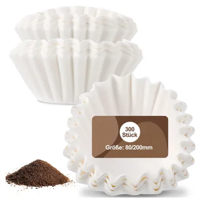 Produktbild von 300 Stück 80/200mm Korbfilter Kaffeefilter - kompatibel mit Beem, Cuisinart, Phillips, Gastroback usw.