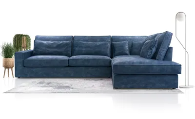 Produktbild von AX LIVING Sofa blau große Eckcouch Celleri XXL Couch L Form 314 cm R