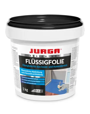 Produktbild von Jurga Flüssigfolie Bad & Dusche 1 kg - Dichtfolie Außenbereich & Innen, Abdichtung Badezimmer, Lösemittelfrei, Abdichtfolie Wasserdicht Blau