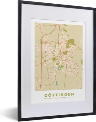 Produktbild von MuchoWow® Gerahmtes Poster Stadtplan - Göttingen - Vintage - Stadtplan 30x40 cm - Poster mit Schwarzem Bilderrahmen Wandposter Rahmen Foto Bilder - Wandposter Schlafzimmer