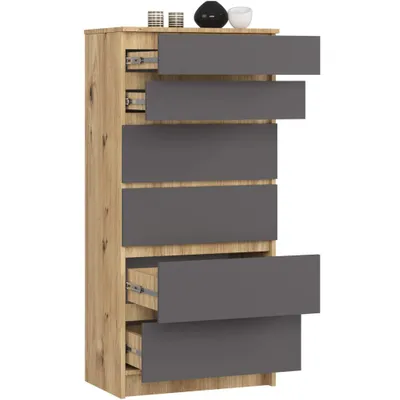 Zdjęcie produktu dla AKORD Furniture Factory OP0PK-6ARTSZA001, Dąb, 6 szuf., Matowy, 16 mm, 51 cm, 400 mm
