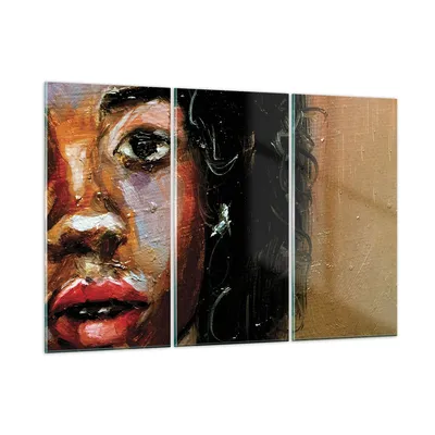 Produktbild von Bilder auf glas - 3 Teile - Pastos Porträt afrikanisch - 105x70cm - Glasbilder - Wandbilder - Bilder - zum Aufhängen bereit - Wanddekoration aus Glas - Glas Bilder - Wandbild auf Glas - GCE105x70-4674