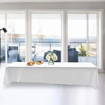 Produktbild von Abwaschbare Tischdecke, Rechteckige Tischdecke in Weiß, 145 x 320 cm, schmutzabweisend für Bankette, Hochzeiten, Partys und Dekoration