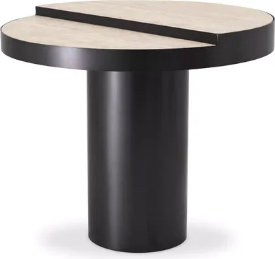 Produktbild von Casa Padrino Luxus Beistelltisch Bronze / Beige Ø 55 x H. 47 cm - Runder Edelstahl Tisch mit 2 Travertin Tischplatten - Wohnzimmer Möbel - Luxus Möbel - Luxus Einrichtung - Wohnzimmer Einrichtung