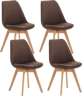 Immagine prodotto di set di 4 sedie da pranzo - sedie da cucina - comode e facili da pulire | Colore: Marrone | Materiale: Polvere