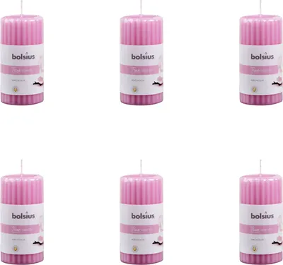 Image de Bolsius - True Scents - Colonne cannelée - 120/58 - Magnolia - Pack avantage - 6 pièces