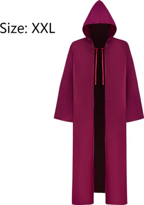 Produktbild von Party Halloween Gothic Cape Cod Kostüm mittelalterliche Kapuze Robe Stoff Halloween Kostüme für Männer und Frauen, rot, XXL