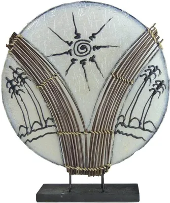 Produktbild von Deko-Leuchte Stimmungsleuchte asiatische Lampe Stehleuchte Tischleuchte Tischlampe Bali Asia PALME weiß groß 46 cm