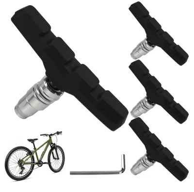 Productafbeelding van V-brake remblokken fiets, set van 2 paar remschoenen 70 mm, zwart en zilver