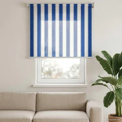 Image de Store extérieur, bloque 90 % des rayons UV, rayures bleues et blanches, 60 x 140 cm, en HDPE