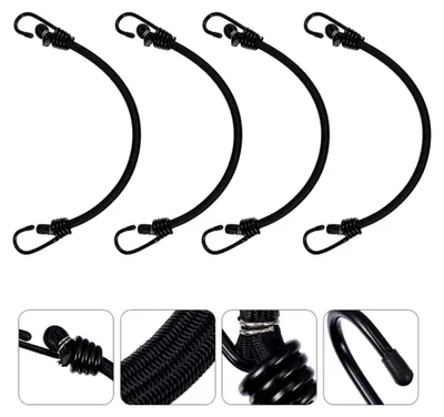 Produktbild von 4 Stück Elastische Spanngurte mit Haken 16 Zoll aus Polyester für Camping, Gepäck und Fahrräder