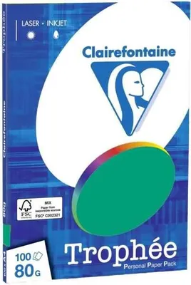 Zdjęcie produktu dla Clairefontaine 4123C Clairefontaine Kopierpapier Trophée tannengrün DIN A4 80 g/qm 100 Blatt