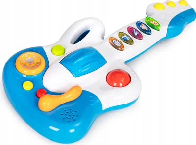 Obrázok produktu pre Detská elektrická gitara – hudobná hračka s melódiami, zvukmi a hrkálkou (od 18 mes.)
