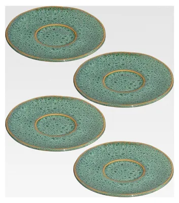 Produktbild von Leonardo Matera Unterteller 4er Set, spülmaschinengeeignete Steingut-Unterteller für Espressotassen, grün, Ø 11 cm