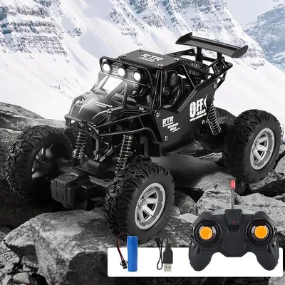 Produktbild von Ferngesteuertes RC-Offroad-Kletterauto im Maßstab Modell F0035, mit Beleuchtung und 2-Kanal-Steuerung - Schwarz