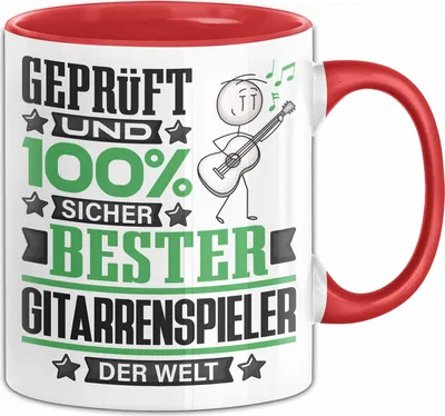 Produktbild von Gitarrenspieler Geschenk Lustiger Spruch für Gitarrenspieler Geschenkidee Bester Gitarrenspieler Der Welt (Rot)