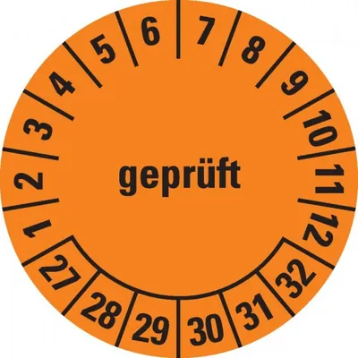 Produktbild von Dreifke® Prüfplakette  27-32,orange,Dokumentenfolie,selbstklebend,Ø15m...