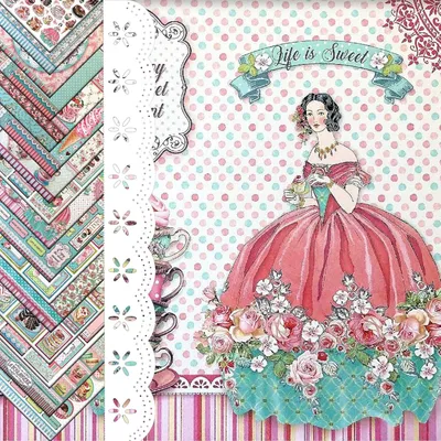 Produktbild von Dessertpapier Scrapbooking - 32 Blätter, 20 x 20 cm - Decoupage, Dekorativ, Vintage Scrapbookpapier für Basteln, Journaling, Fotoalbum, Kalender