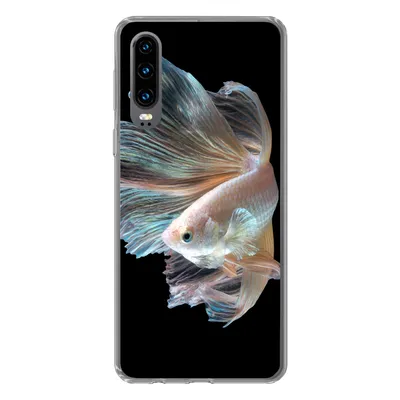 Produktbild von MuchoWow® Handyhülle Schutzhülle Hülle für Huawei P30 Fisch - Schwanz - Schwarz Silikon Softcase Handy Hülle - Kartenbesitzer
