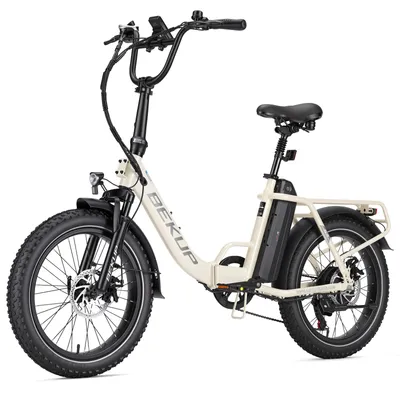 Produktbild von Bekup S3 E-Bike 20" Hochkohlenstoffstahl 48V 15Ah Akku 75 km Reichweite Shimano 7-Gang-Schaltwerk Faltbares E-Bike Weiß