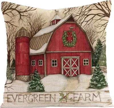 Produktbild von Weihnachts-Kissenbezug EVERGREEN FARM 45x45 cm, farbig