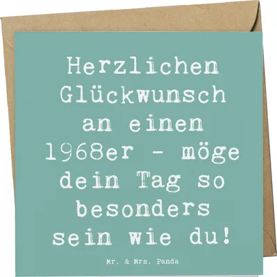 Produktbild von Mr. & Mrs. Panda faltkarte Spruch 1968 Geburtstag - Meeresbrise - Geschenk, anlasskarte, doppelkarte, Geburtstagsgeschenk, Happy Birthday, Grußkarte, Glückwunschkarte
