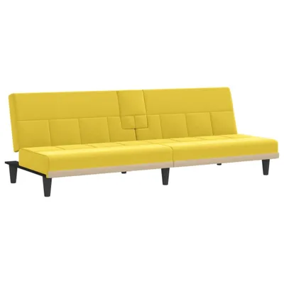 Immagine prodotto di vidaXL Divano letto con portabicchieri Tessuto giallo chiaro