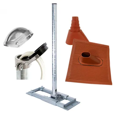 Produktbild von PremiumX DELUXE X130-48 Dachsparrenmasthalter 130cm Mast Kappe Dachziegel rot