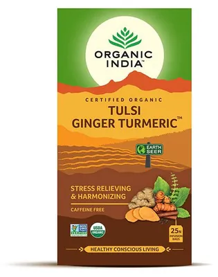 Zdjęcie produktu dla Herbatka ziołowa Organic India Tulsi Turmeric Ginger 25 sasz– kurkuma imbir