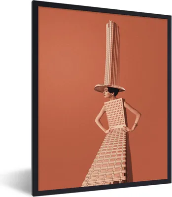 Obrázok produktu pre MuchoWow® Zarámovaný plagát Žena - Mesto - Vintage 60x80 Nástenný plagátový rám Fotky
