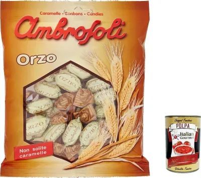 Produktbild von 3x Ambrosoli Caramelle Orzo, Gerstenbonbons sweet 150g + Italian Gourmet polpa 400g