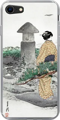 Produktbild von MuchoWow® Handyhülle Schutzhülle Hülle für Telefoonhoesje iPhone SE 2020 Vintage - Frauen - Japan - Kimono - Skandinavisch Silikon Softcase Handy Hülle - Kartenbesitzer