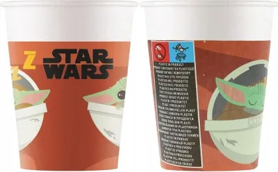 Produktbild von Star Wars Mandalorian Baby Yoda Geburtstags-Pappbecher 200 ml, 8 Stück.