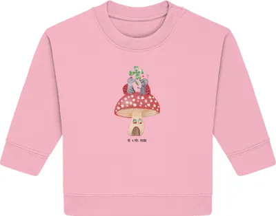 Produktbild von Mr. & Mrs. Panda Organic Baby Pullover Marienkäfer Fliegenpilz 12. - 18. Monat - Baumwolle Pink - Geschenk, Zuhause, Lustige Sprüche, Fleigenpilzhaus, Haus, Wohnung