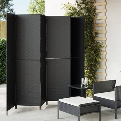 Produktbild von CLORIS Paravent 6-tlg. Schwarz Poly Rattan, 20,8 kg