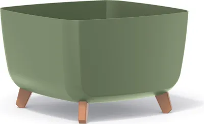 Produktbild von Prosperplast Gracia Square Blumentopf mit abnehmbaren Beinen inkl. Einsatz für Innen- und Außenbereich Pflanzgefäß Quadratisch Kunststoff UV-beständig 39x39x27cm Erdgrün