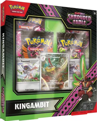 Productafbeelding van Pokémon Shrouded Fable - SV6.5 - Kingambit Box, illustratiecollectie met 4 Shrouded Fable boosterpacks - ENGELS + Heartforcards® verzendbescherming