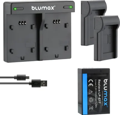 Produktbild von 1x Akku + Lader für Canon LP-E17 EOS RP M3 M6 750D 760D R8 R10 R50 1000 mAh
