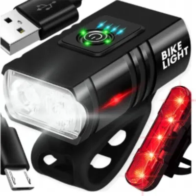 Zdjęcie produktu dla Lampka Rowerowa Led Mocna Tył Przód Światło Na Rower Kierownicę Usb