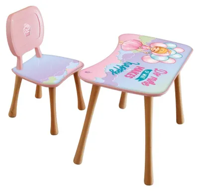 Obrázek produktu pro HOME ELEMENTS & POPCORN Dětský psací stůl a židle, Holčička s balónky