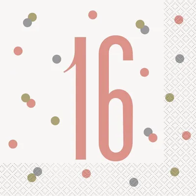 Produktbild von 16 Servietten 16. Geburtstag roségold