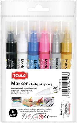 Obrázok produktu pre Akrylová metalická fixka 6 farieb