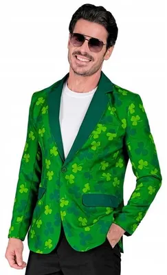 Imagen del producto de Chaqueta de hombre Widmann, color verde, diseño de trébol, disfraz de San Patricio, talla M