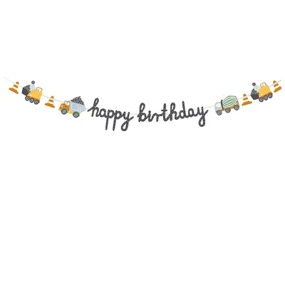 Image de Bannière Happy Birthday, machines de construction, 2m Party Deco