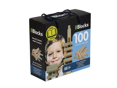 Produktbild von BBlocks Holz-Bauklötze natur - 100 Stück in Kartonbox