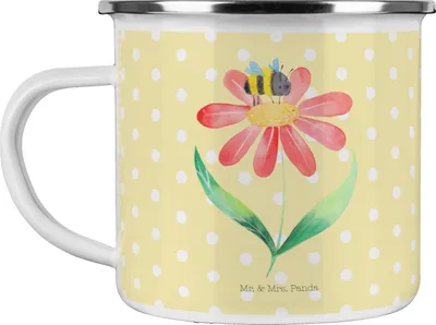 Produktbild von Mr. & Mrs. Panda Teetasse Hummel Blume - Gelb Pastell - Geschenk, Pott, Teebecher, Wespe, Biene, Motivtasse, Lustige Sprüche, Hummeln, Haferl, Emaille Tasse, Feld