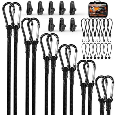 Produktbild von Expander mit Haken Set 36 Stück Gummispanner mit Karabiner und Planenclips