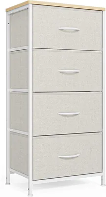 Produktbild von Xbro AP74 Kommode mit Schubladen, Schmale Kommode mit 4 Stoffschubladen, Aufbewahrungsschrank für Schränke, Kommode mit Holzplatte und Metallrahmen