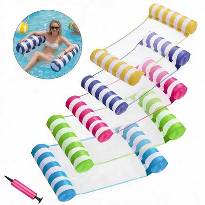 Produktbild von Aufblasbare Pool Hängematte 5er Set, Wasserhängematte mit Pumpe, Schwimmliege für Erwachsene Pool See